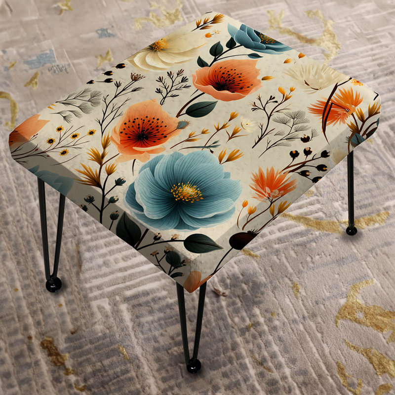 Playful Poppy Blossom Radiance - Repose-pieds rectangulaire floral