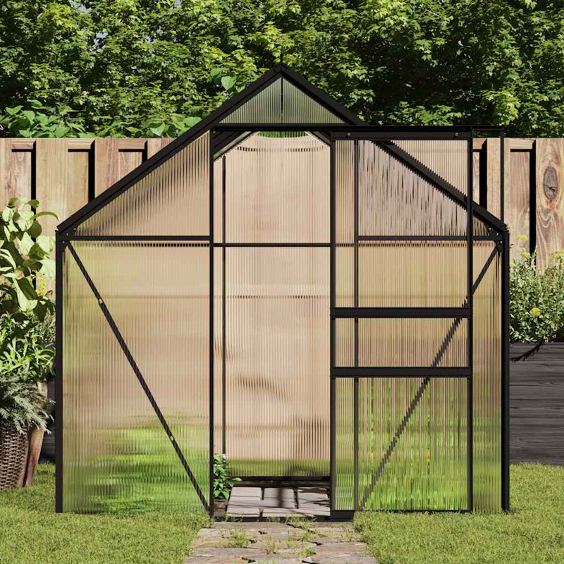 Serre pour jardin d'extérieur en aluminium et polycarbonate anthracite et transparent, 74.8" H x 79.5" W x 98.4" D