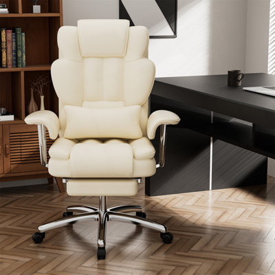 Fauteuil de bureau de direction avec repose-pieds, dossier ergonomique inclinable à dossier haut et confortable en cuir pour la maison et le bureau