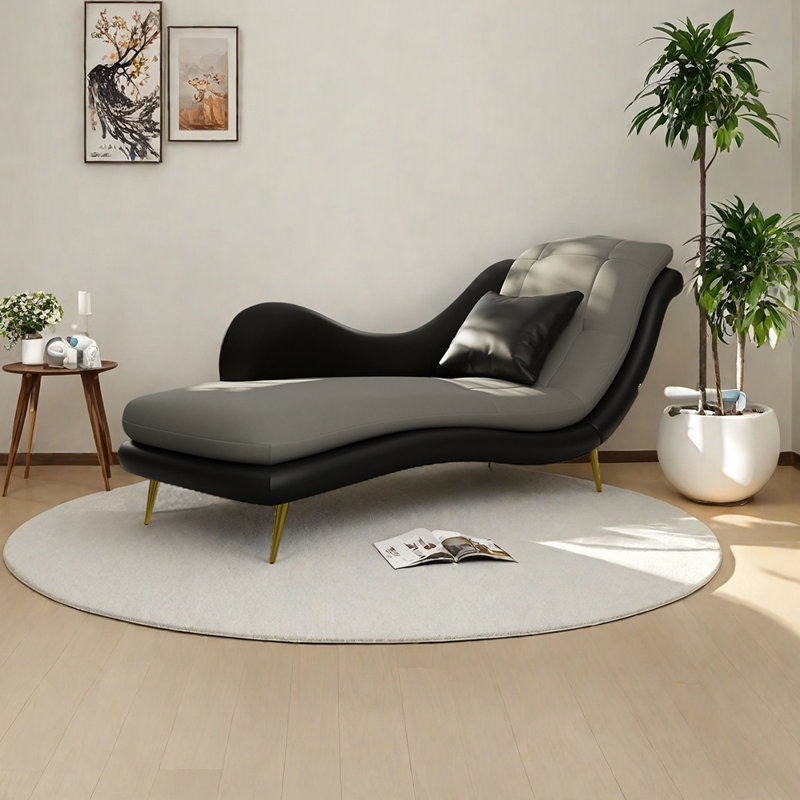Chaise longue Robichaux , Orienté à droite, Gris / Noir
