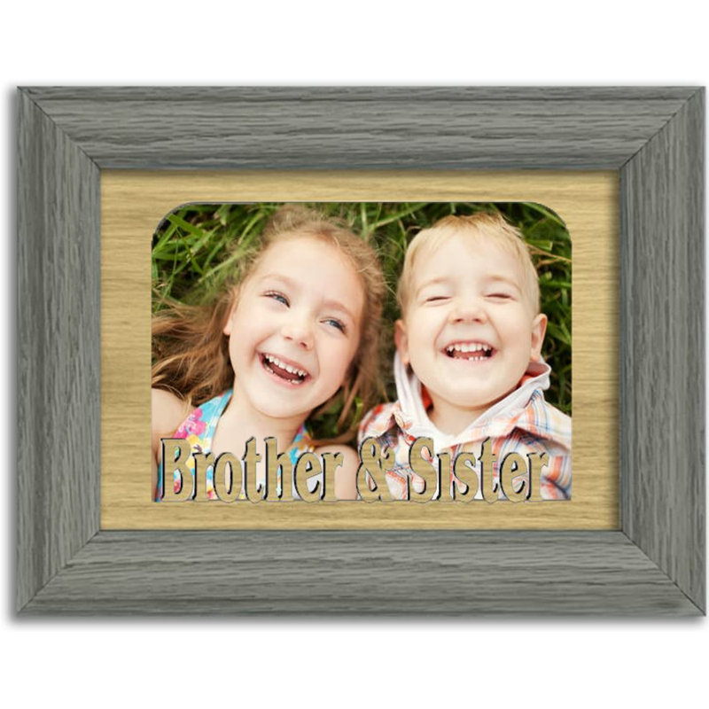 Oak Solid Wood Picture Frame with Mat, Brother and Sister