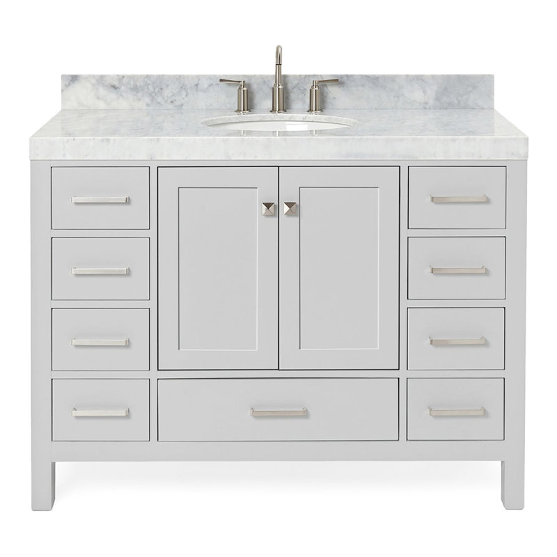 Ensemble de meuble-lavabo simple Cambridge, Ovale, Gris / Nickel brossé, 48" W