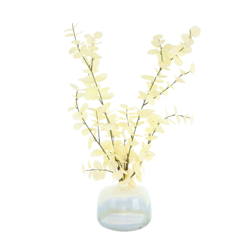 Blanched Eucalyptus Arrangement in Marbled Ceramic Vase