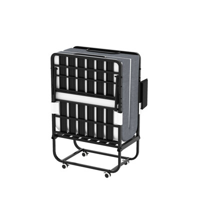 Lit d'invité de 75 pouces avec matelas en mousse viscoélastique de 5 po, cadre pliable compact et en métal, mobilier de chambre moderne