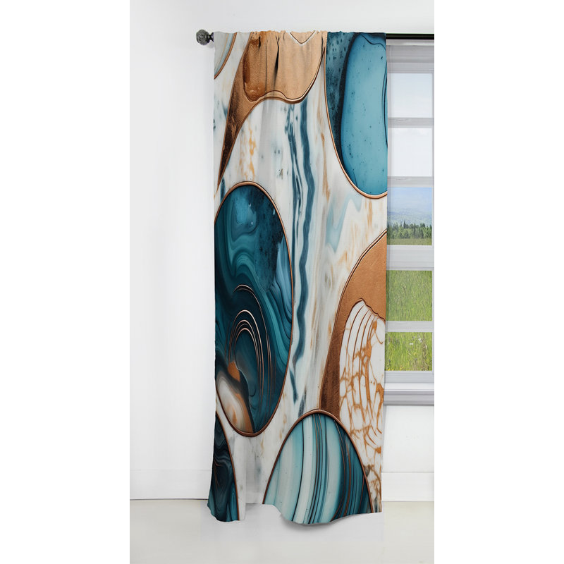 Campbell - Abstract Marble Marble Blackout Curtain - 1 Panels, 52" W x 63" L