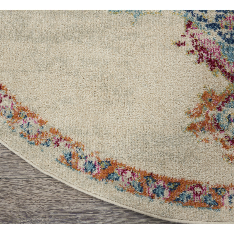 Tapis gris traditionnel Augusta, Rond 8 pi