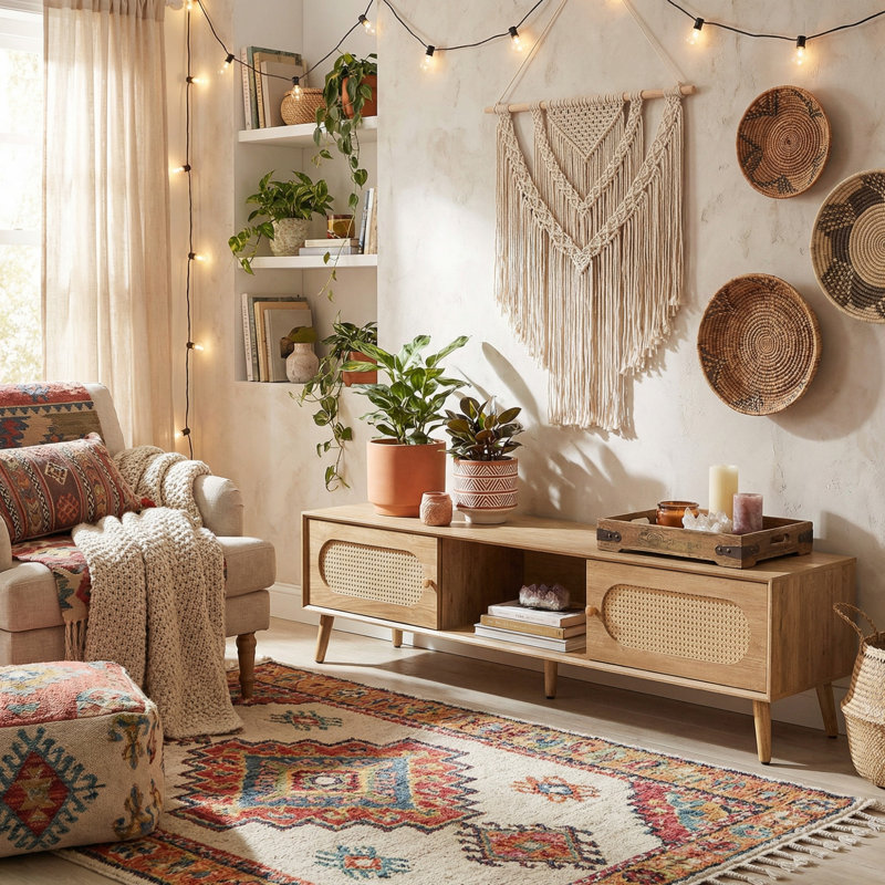 Meuble télé 70,8 po - Boho Modern Farmhouse - Naturel