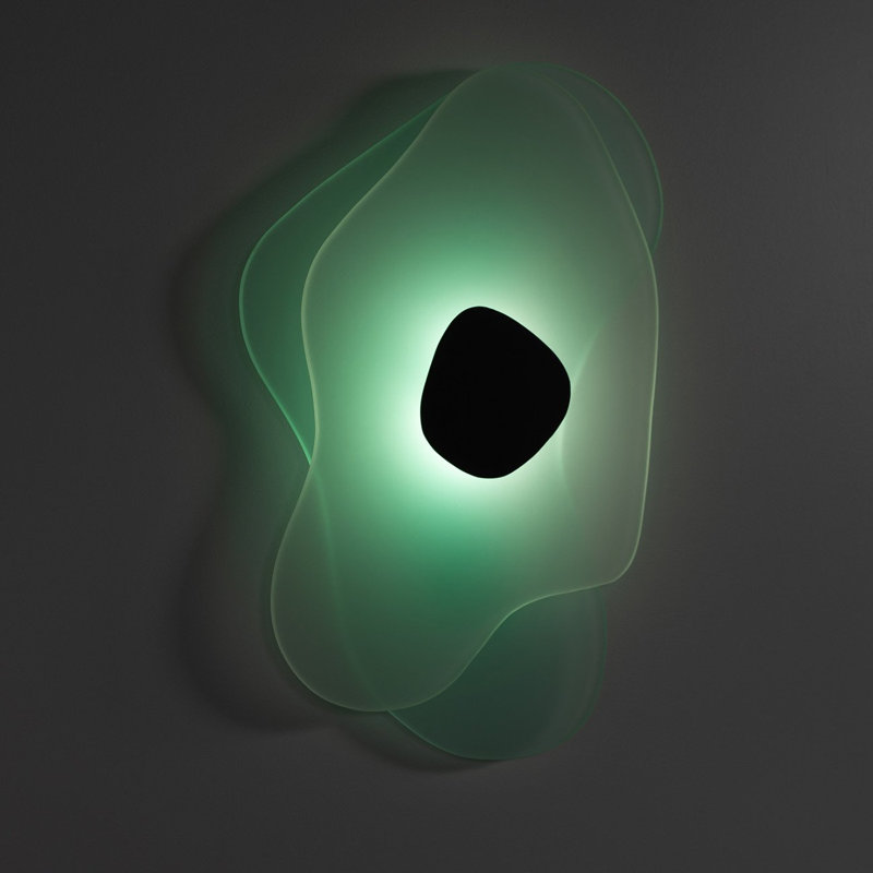 Aurora Aluminum LED Flush Mounted Sconce, Green