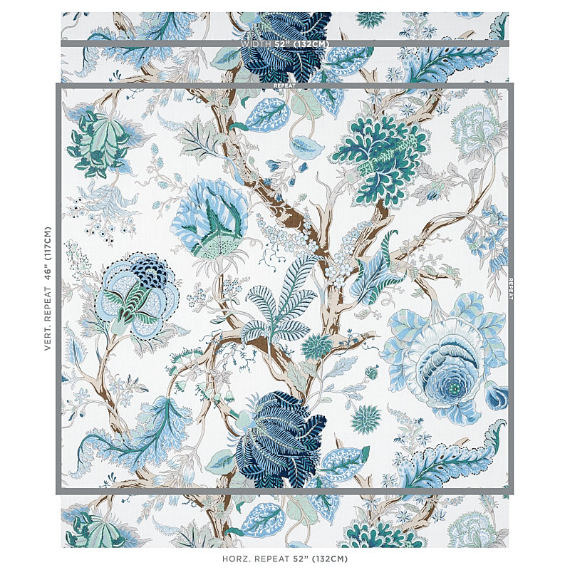 Indian Arbre Fabric, Peacock/Emerald