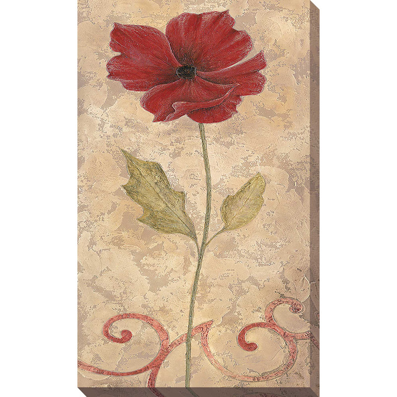 Poppy Passion II - Peinture, Toile tendue, H 30 po x l 18 po x P 1 po