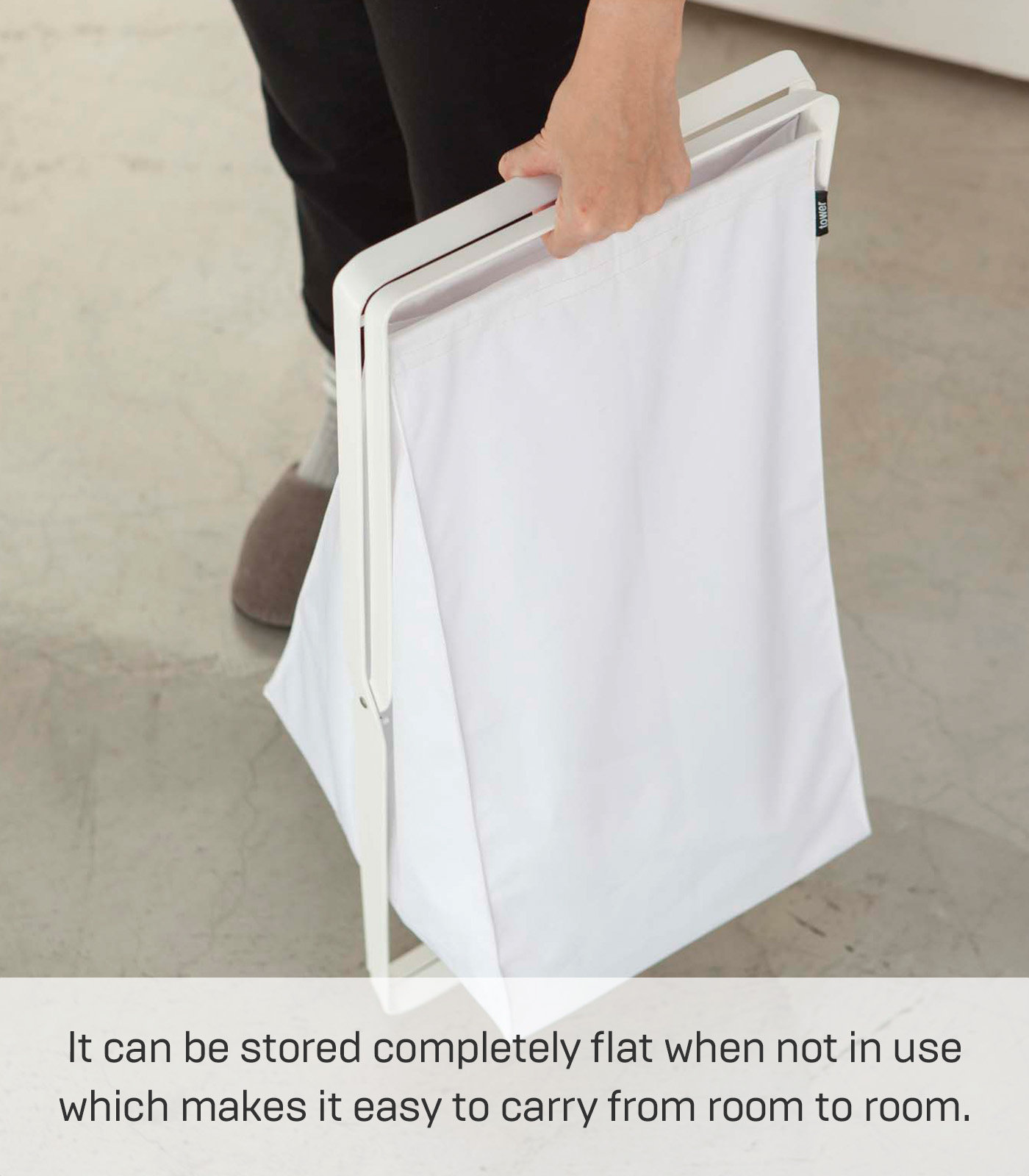 Yamazaki Home Steel Laundry Basket, White, Tall (25.2" H x 11.81" W x 14.17" D)