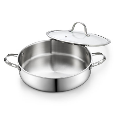 Cooks Standard 5.5-quart Multi-ply Clad Stainless Steel Deep Sauté Pan, 12-inch Frying Pan, Large Skillet With Lid Chef Induction Cookware, Stay-cool Handle 