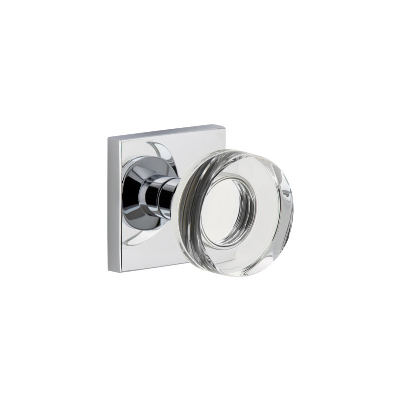 Viaggio Circolo Rosette Privacy (Bed & Bath) With Circolo Crystal Knob, Satin Nickel, Square, 2.375"