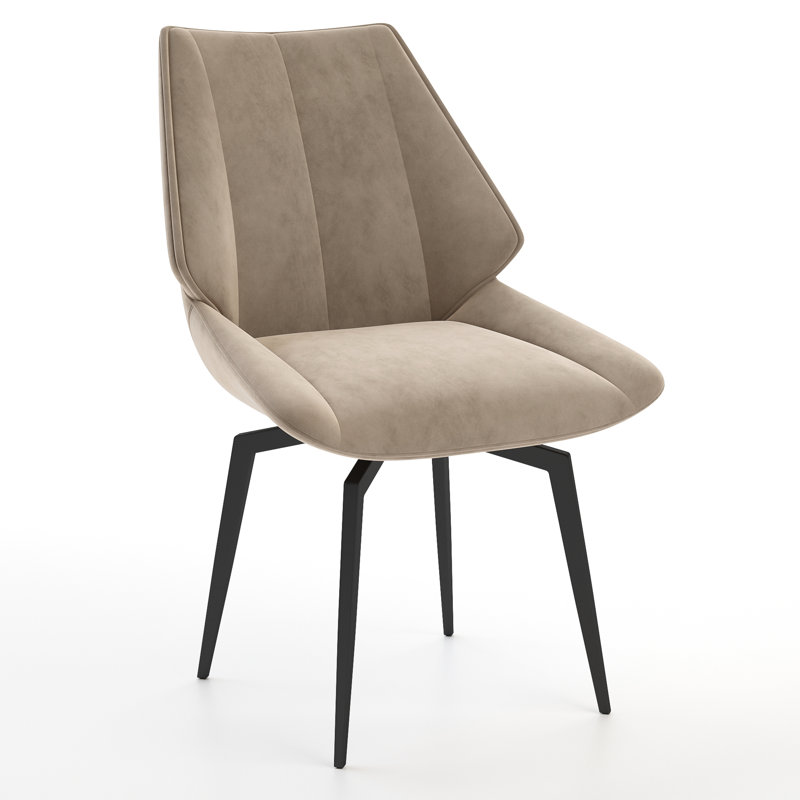 Gretchine 0cm H Velvet Upholstered Side Chair, Black, Mink