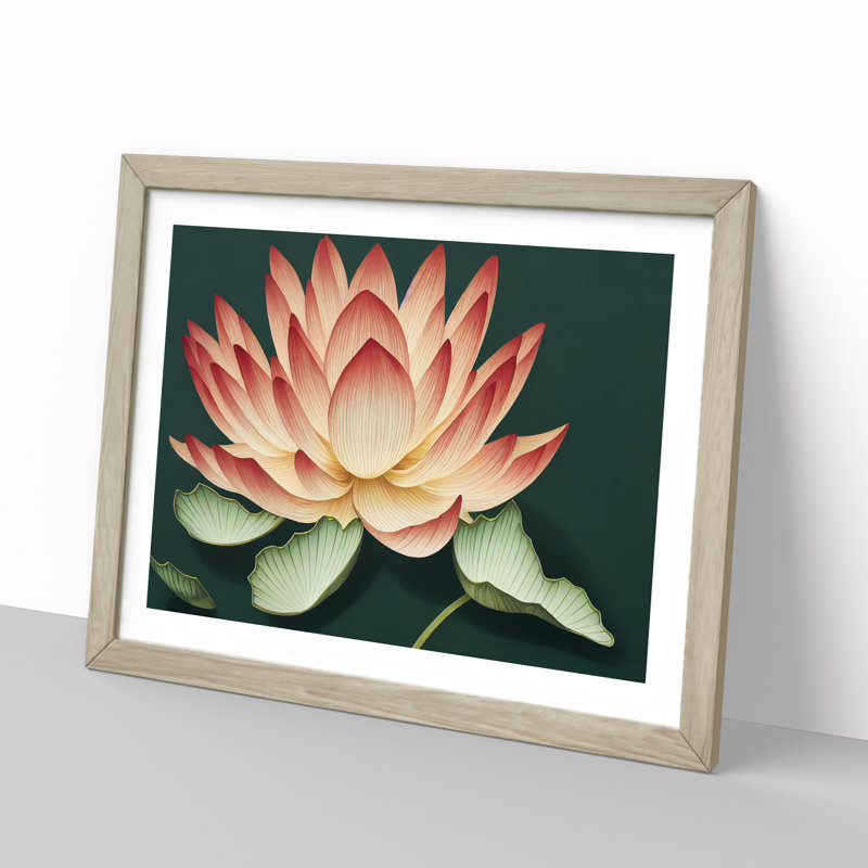 Showstopping Lotus Flower - Framed Print, 46cm H x 64cm W x 2cm D, Oak