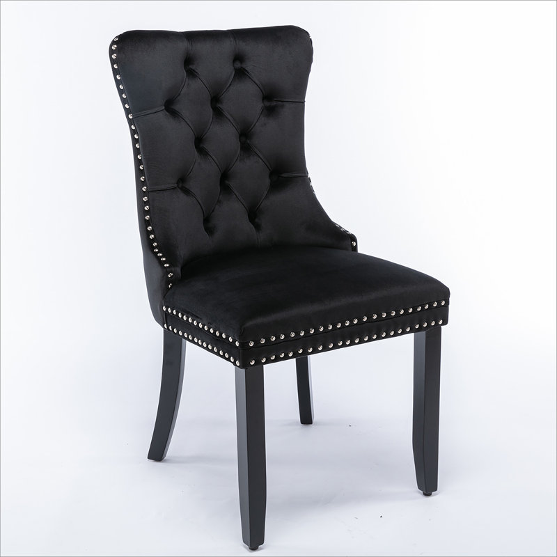 2 Pcs High-End Tufted Solid Wood Contemporary Velvet Upholstered Dining Chair With Wood Legs Nailhead Trim,Upholstered dining room chair,dinning chair,kitchen chair