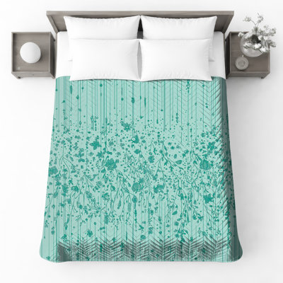 Couvre-lit matelassé à motif floral turquoise toutes tailles confondues