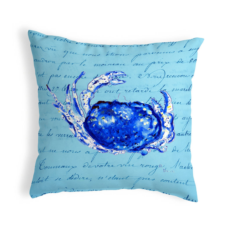 Script Crab Outdoor Reversible Throw Pillow
