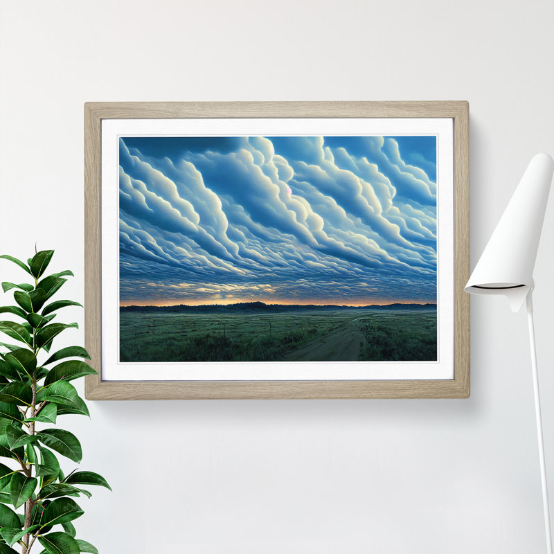 Euphoric Cloudy Sky - Framed Print, 46cm H x 64cm W x 2cm D, Oak