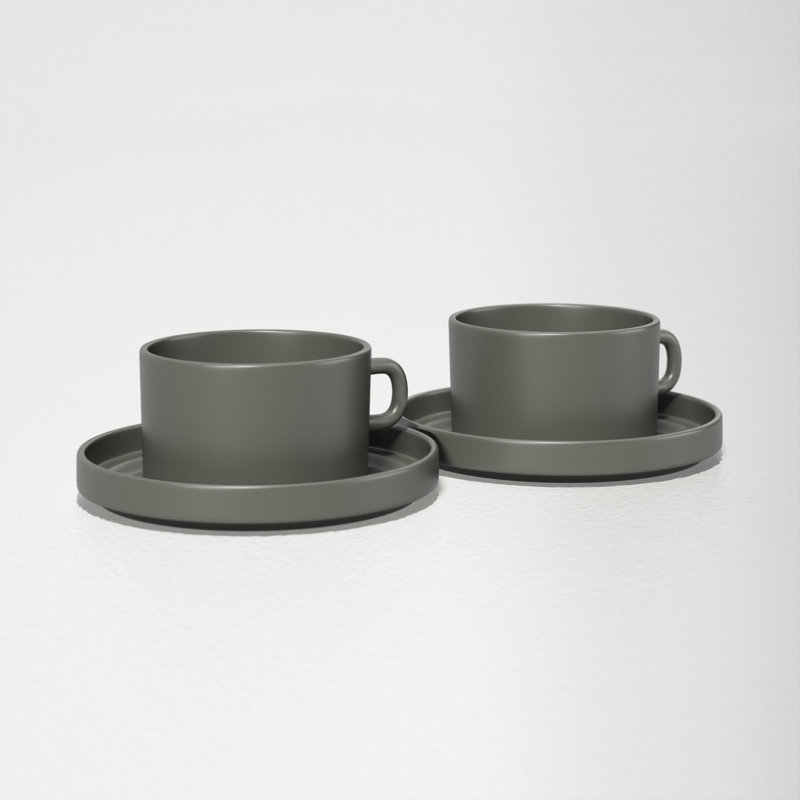 Tasse et soucoupe en grès PILAR, Étain