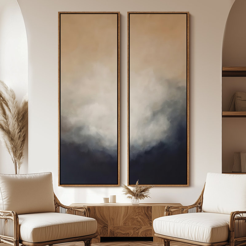 «Vintage Landscape Wall Art», ensemble de 2 toiles encadrées 20 x 60 pouces, Naturel