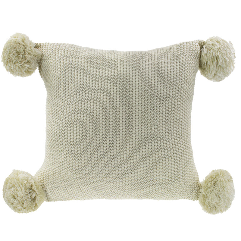 Pom-poms Throw Pillow, Beige