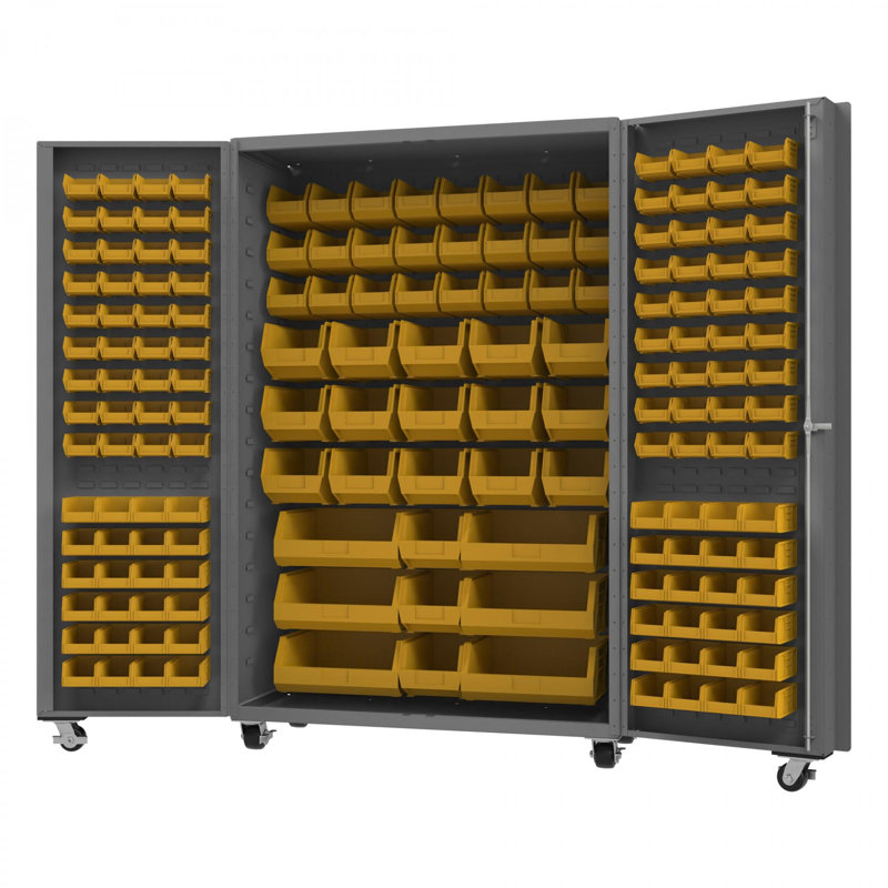 Bin Cabinet, Gray/Yellow