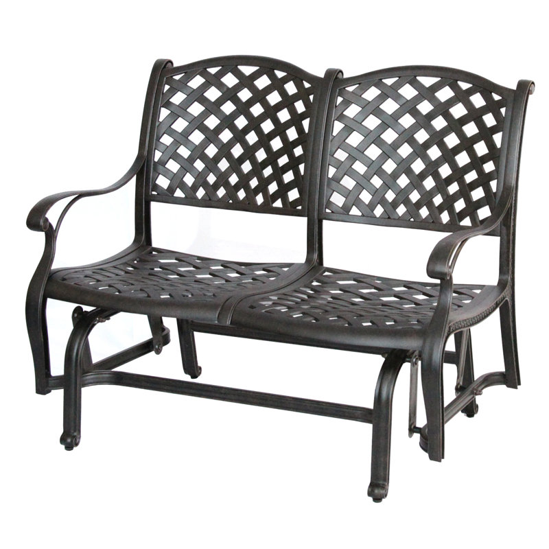 Frazee Outdoor Glider Bench with Cushions, Sesame