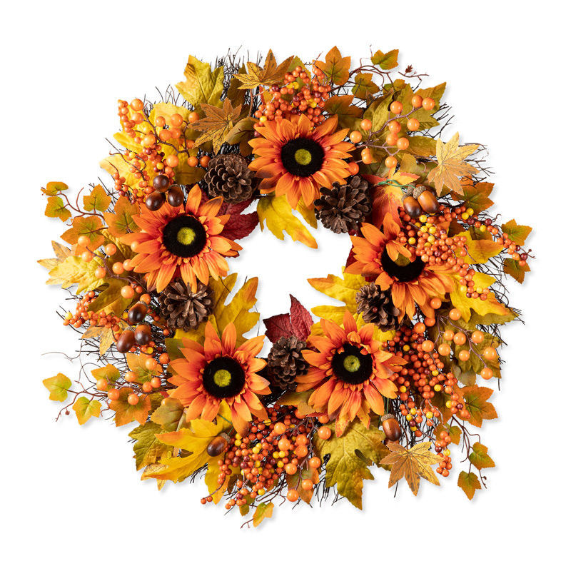 Faux Sunflower 24'' Wreath