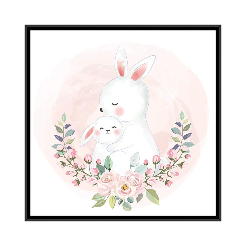 «Hares For The Nursery» par - Toile tendue, H 12 po x l 12 po x P 1,5 po, Toile avec cadre noir