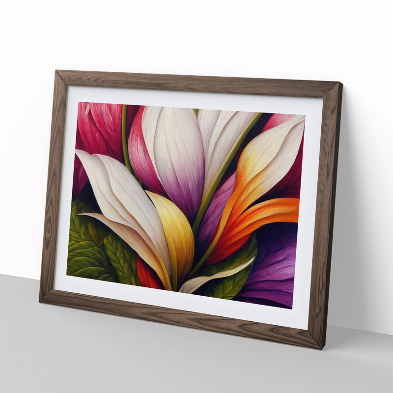 Magnificent Flowers - Single Picture Frame Print, 46cm H x 64cm W x 2cm D, Walnut