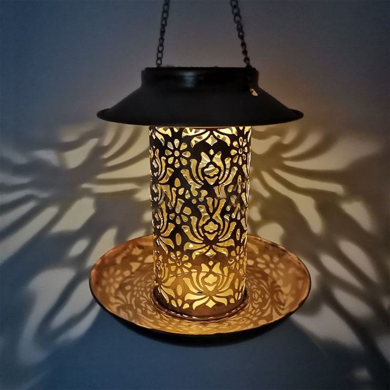 Lampe suspendue mangeoire solaire en métal