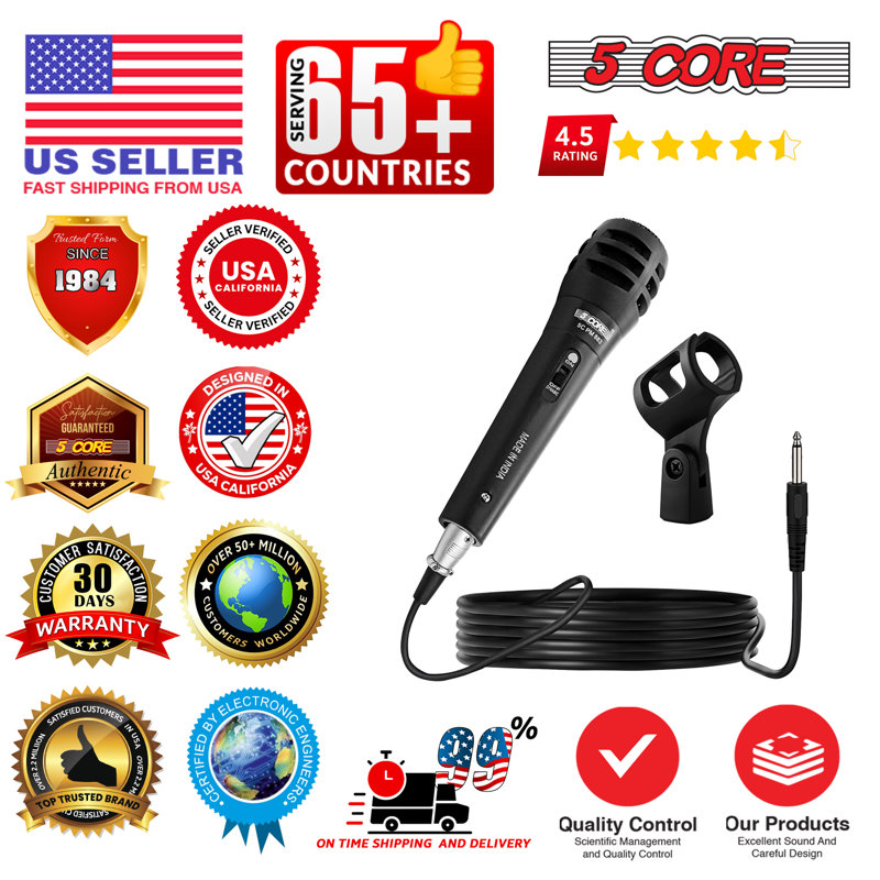 5Core Microphone dynamique Microfono XLR audio cardioïde micro chant chant karaoké