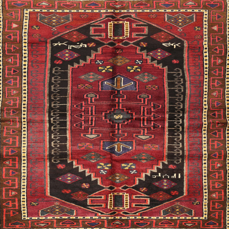 Tapis rouge à motif sud-ouest, Carré 7 pi