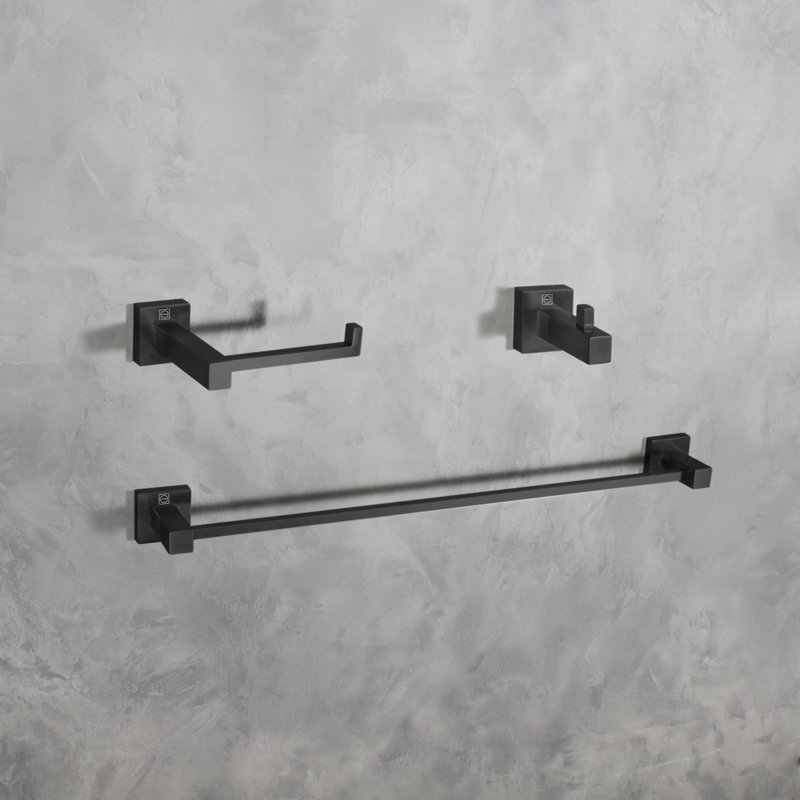 Ensemble de quincaillerie de salle de bain 3 pièces Isla, Noir mat