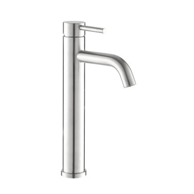 Modern Tall Single Handle Bathroom Faucet - One Hole Lavatory Sink Tap In Brushed Nickel Style Option