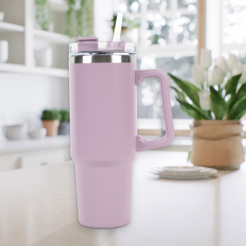 Envie Hydratation 30 oz Tasse de voyage isotherme en acier inoxydable avec paille, Mauve