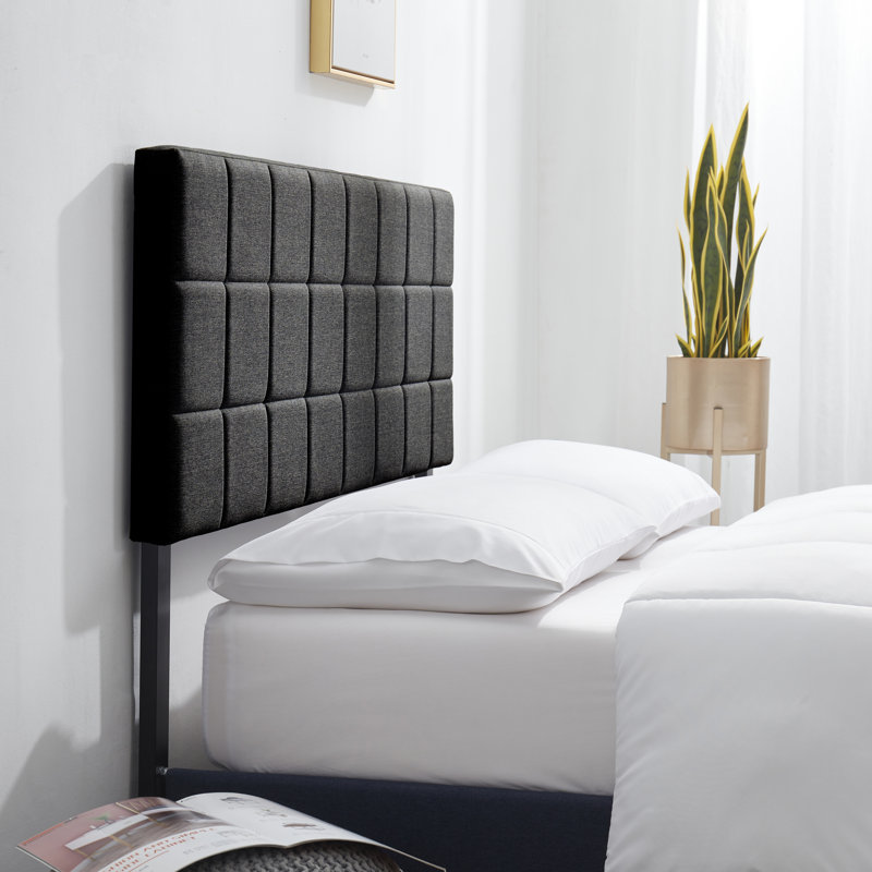 Nest Square Tufted Upholstered Adjustable Headboard, Queen, Black