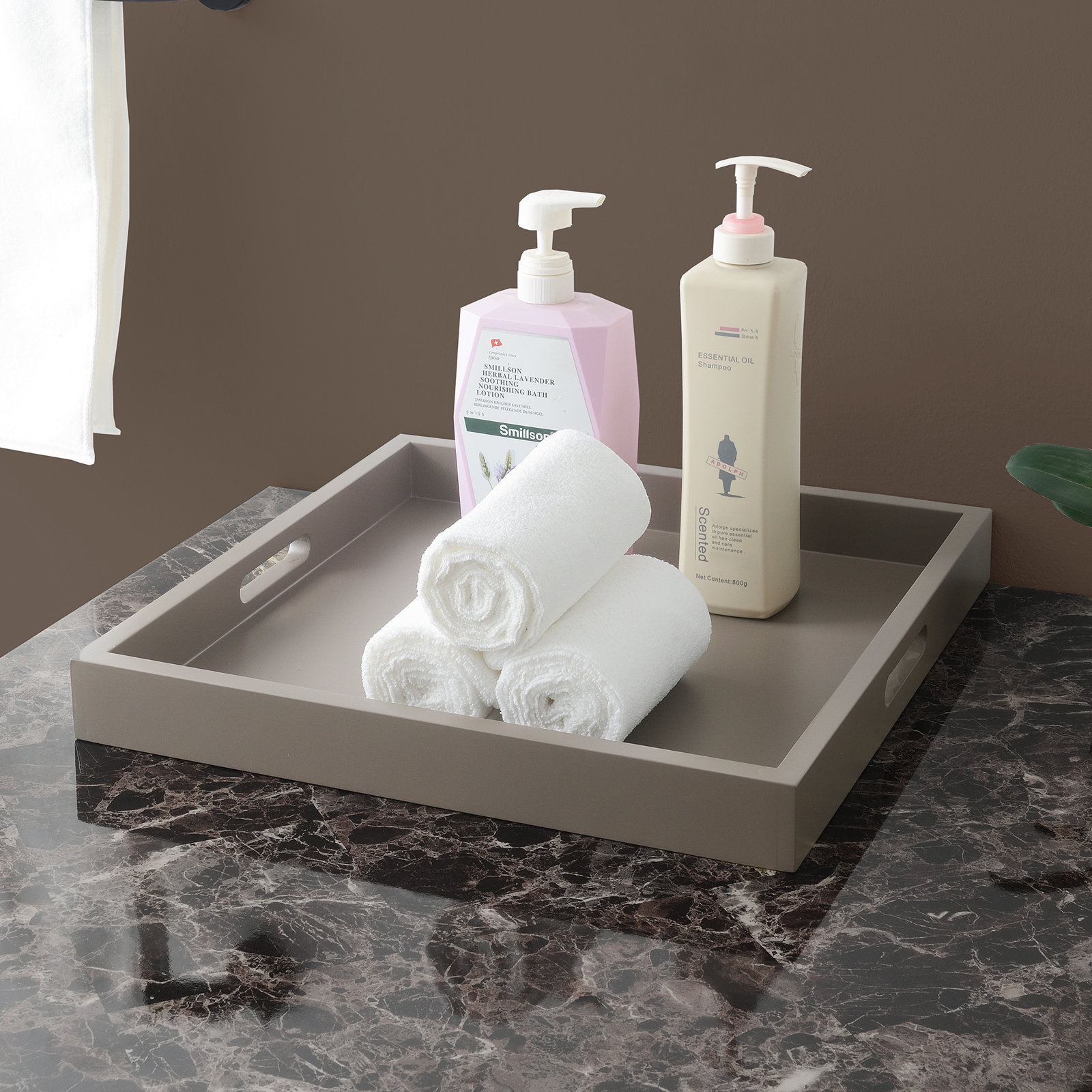 Burke Decorative Tray, Gray