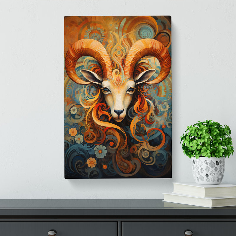Capricorn Zodiac Orphism - No Frame Print, 50cm H x 35cm W x 3cm D