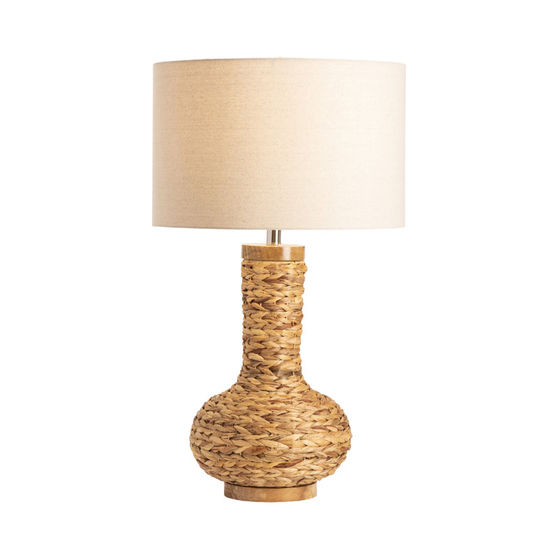 30" Metal Table Lamp With Beige Shade