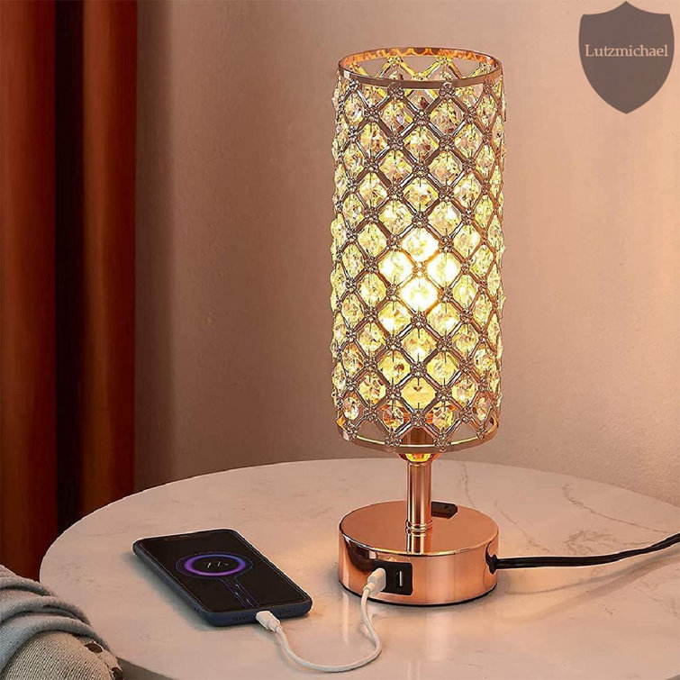 menggutong Crystal 3-Way with USB Charging Port Table Night Light