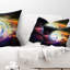 Vague lumineuse en particules sur fond noir - coussin imprimé abstrait
