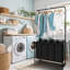 Trieur de buanderie 4 sections avec barre de suspension, 4 sacs Panier à linge Chariot à linge avec roues verrouillables pour salle de bain, noir-102055050
