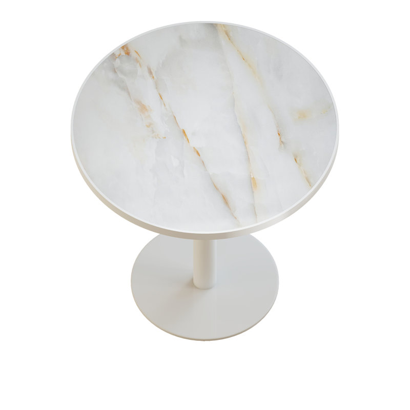 Round Modern Dinning Table 31.5 Inches Bistro Table Tulip Table With Faux Marble Top,Easy Assemble,Sturdy Metal Frame Diameter