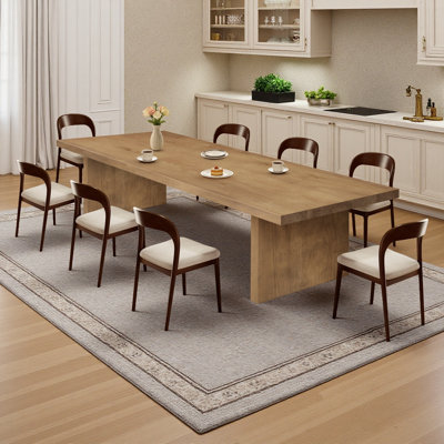 Ensemble de salle à manger moderne pour 8 personnes en bois massif et chaises