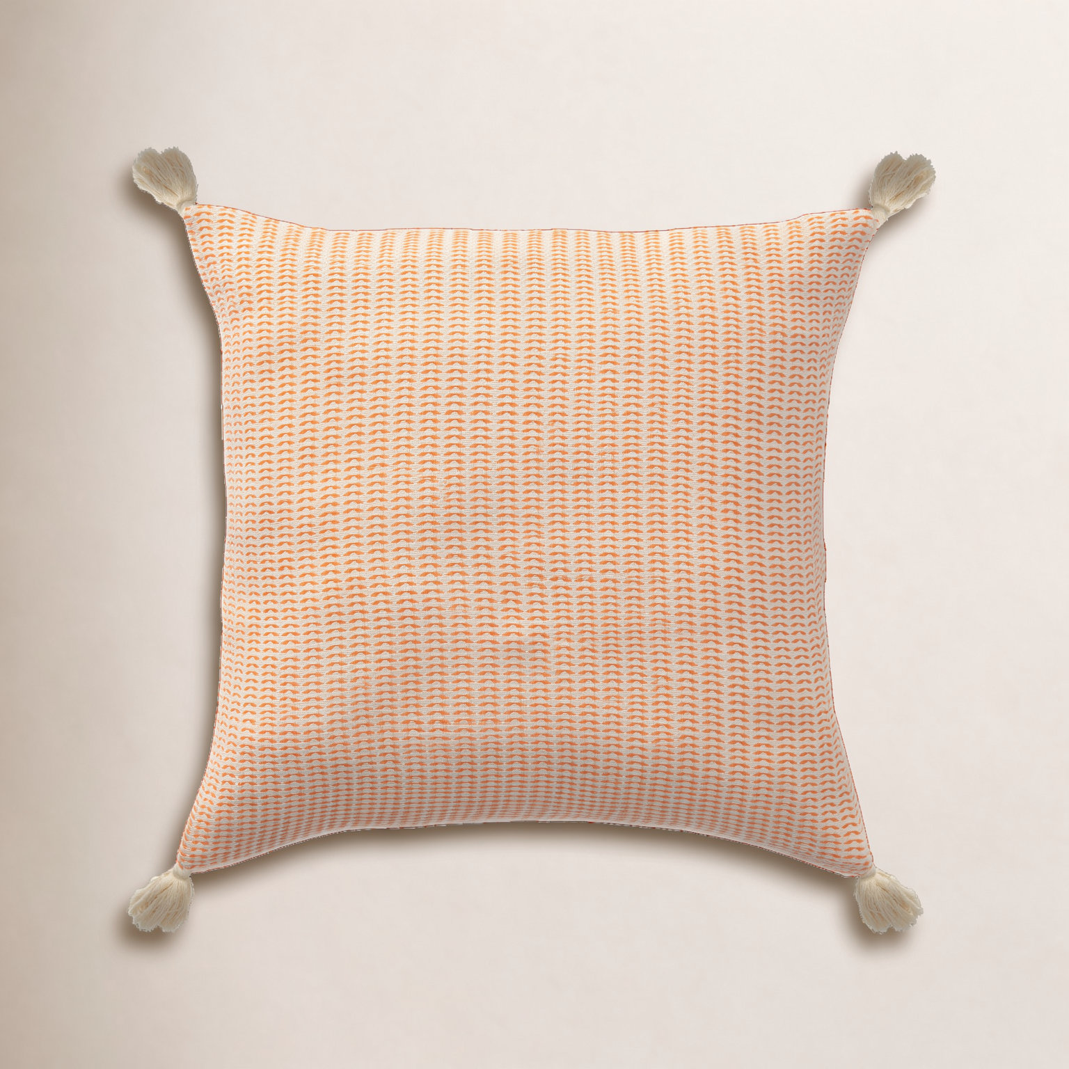 Brenly Turkish Cotton Striped Square Throw Pillow, Orange, Polyester/Polyfill