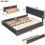 2 Drawers & 1 Twin Xl Trundle Upholstered Platform Bed, Queen Size - Dark Grey And Offers A Stylish Practical Bedroom Solution