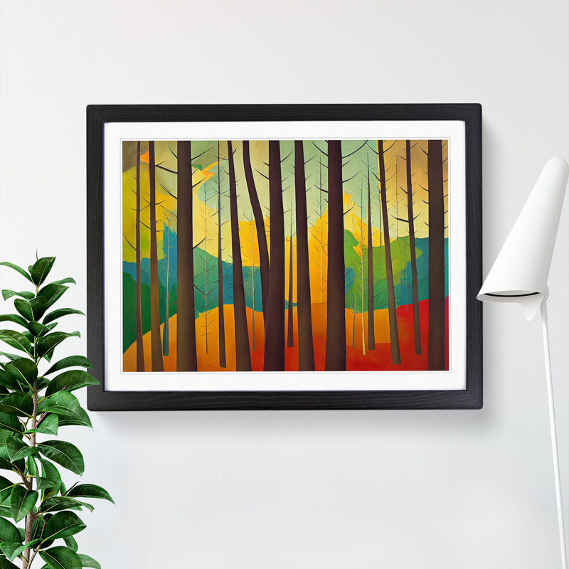 Colourful Abstract Summer Forest Vol.3 - Framed Print, Black, 46cm H x 64cm W x 2cm D