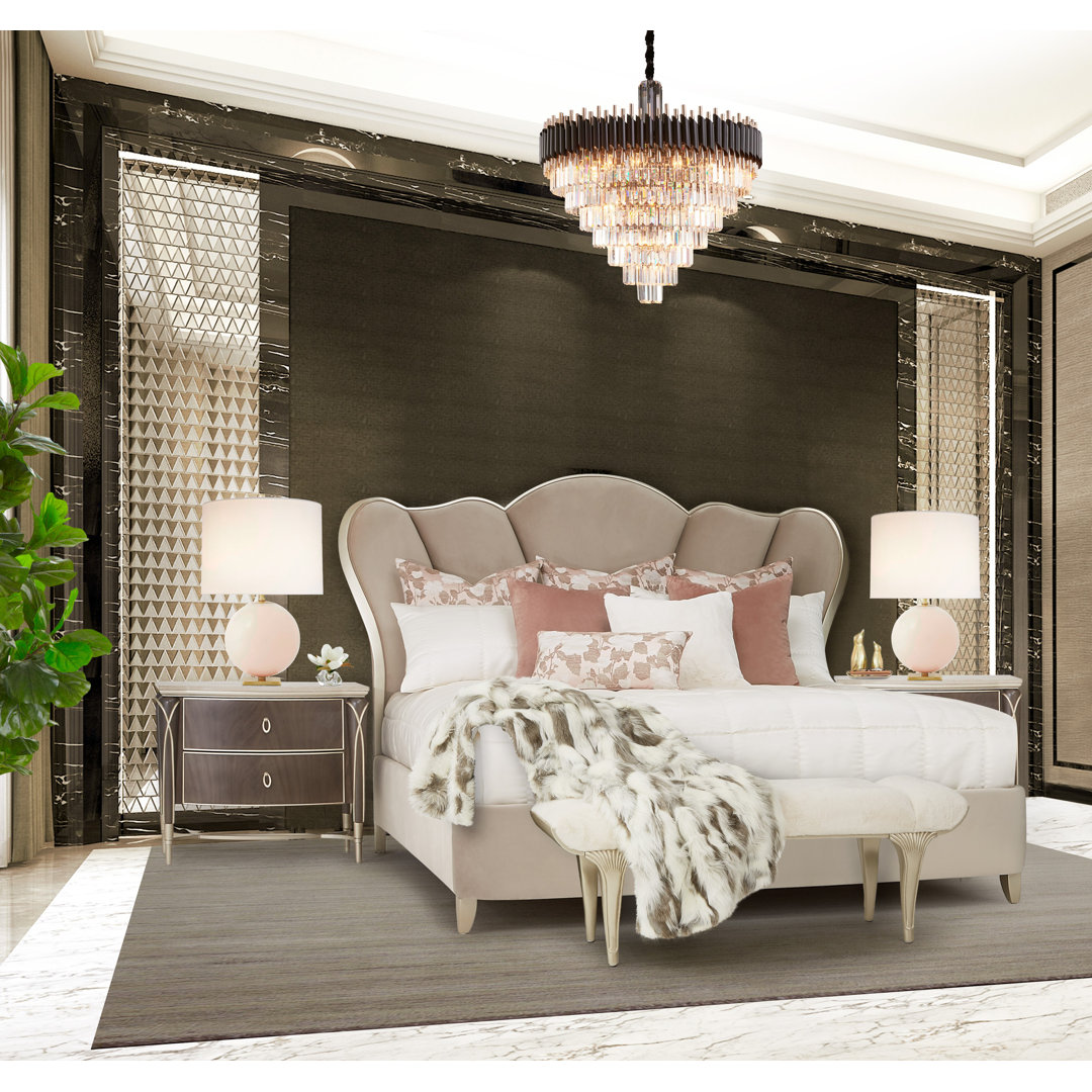 Villa Cherie Upholstered Platform 4 Piece Bedroom Set Michael Amini Bed